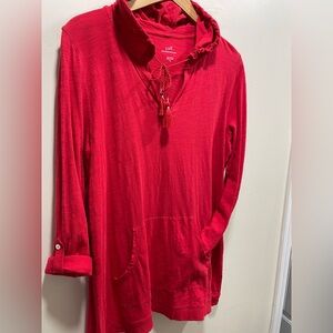 J.Jill tab sleeve knit light hoodie size M